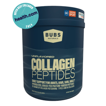 BUBS Naturals Unflavored Collagen Peptides, 20oz tub, front