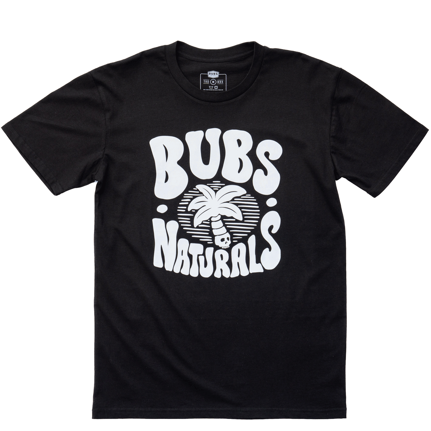BUBS Naturals Black Skull Palm T-Shirt, Front